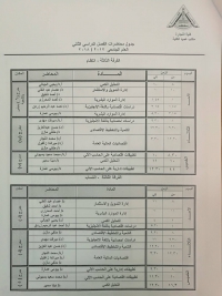 جدول محاضرات الفرقة الثالثة - الفصل الدراسي الثانى 2017/2018